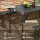 image 3 of Outsunny Folding Picnic Table with 2 Benches, 3Piece Portable Garden Furniture Set for 4, Dining Table Set with Plastic Top, Steel Frame, Dark Grey | Grey | 1