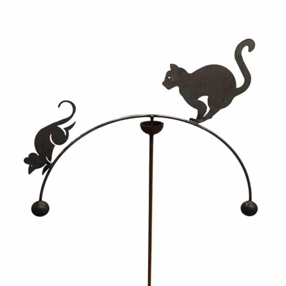 image 1 of Cat & Mouse Wind Rocker Double Bare Metal/Ready to Rust - Steel - W54 x H148.5 cm