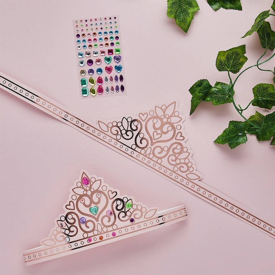 image 1 of DIY Princess Paper Tiara Kit & Gem Stickers - Pack of 4