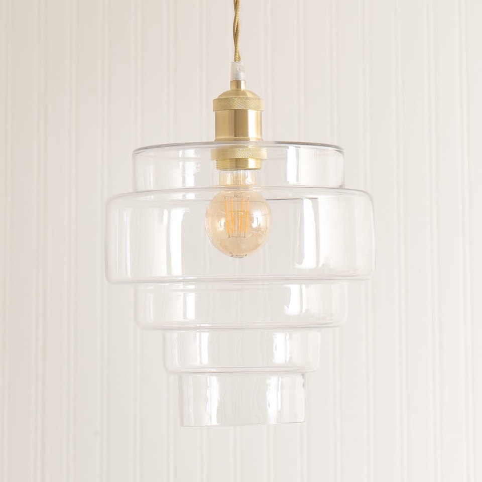 image 1 of ValueLights Lane Clear Glass 5 Tier Layer Ceiling Lamp Shade & Bulb | Clear