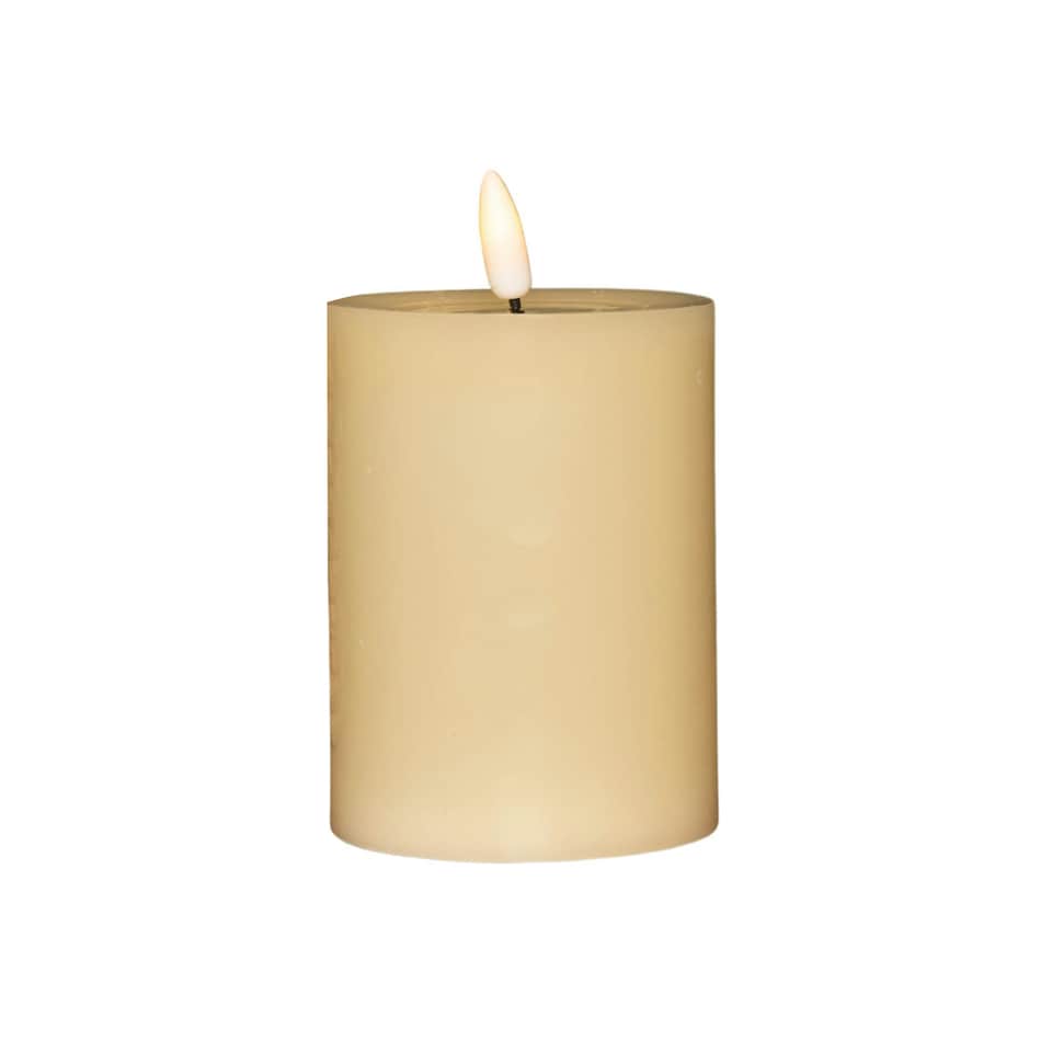 image 1 of 7.5cm x 10cm Cream Wax Melted Pool Effect Candle with Timer Function and Warm White LED