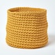 image 1 of Homescapes Yellow Cotton Knitted Round Storage Basket - 42 x 37 cm | Yellow | Yellow | L