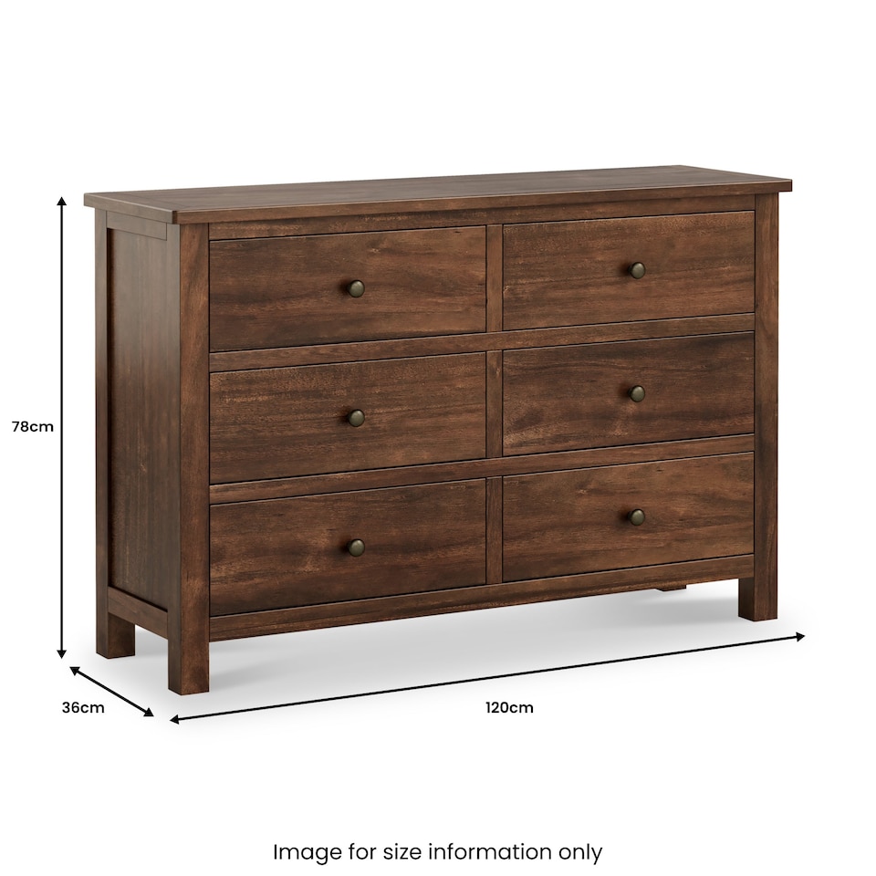 image 1 of Duchy Acacia 6 Drawer Chest Fully Assembled - By Roseland Furniture