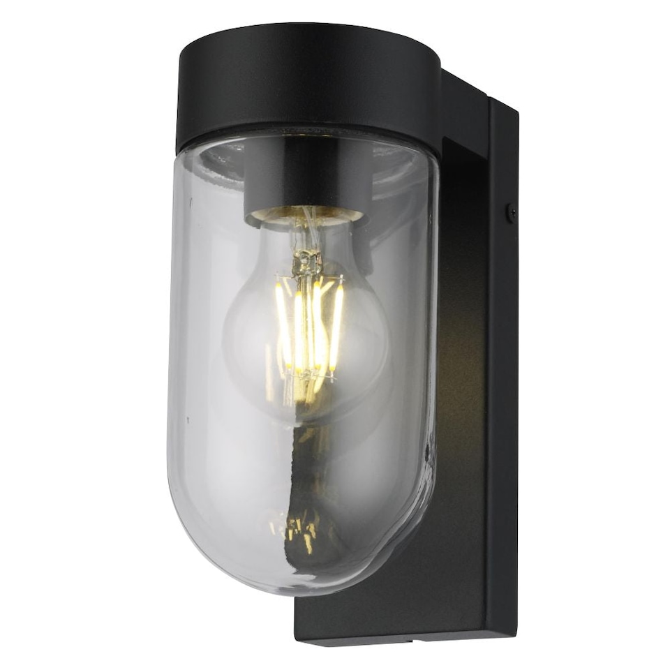 image 1 of CGC Rowan Black Outdoor Wall Lantern Light with Clear Polycarbonate Diffuser IP54