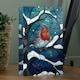 image 3 of 21cm Battery Operated Light up Stained Glass Christmas Decoration with Robin Scene & Warm White LEDs