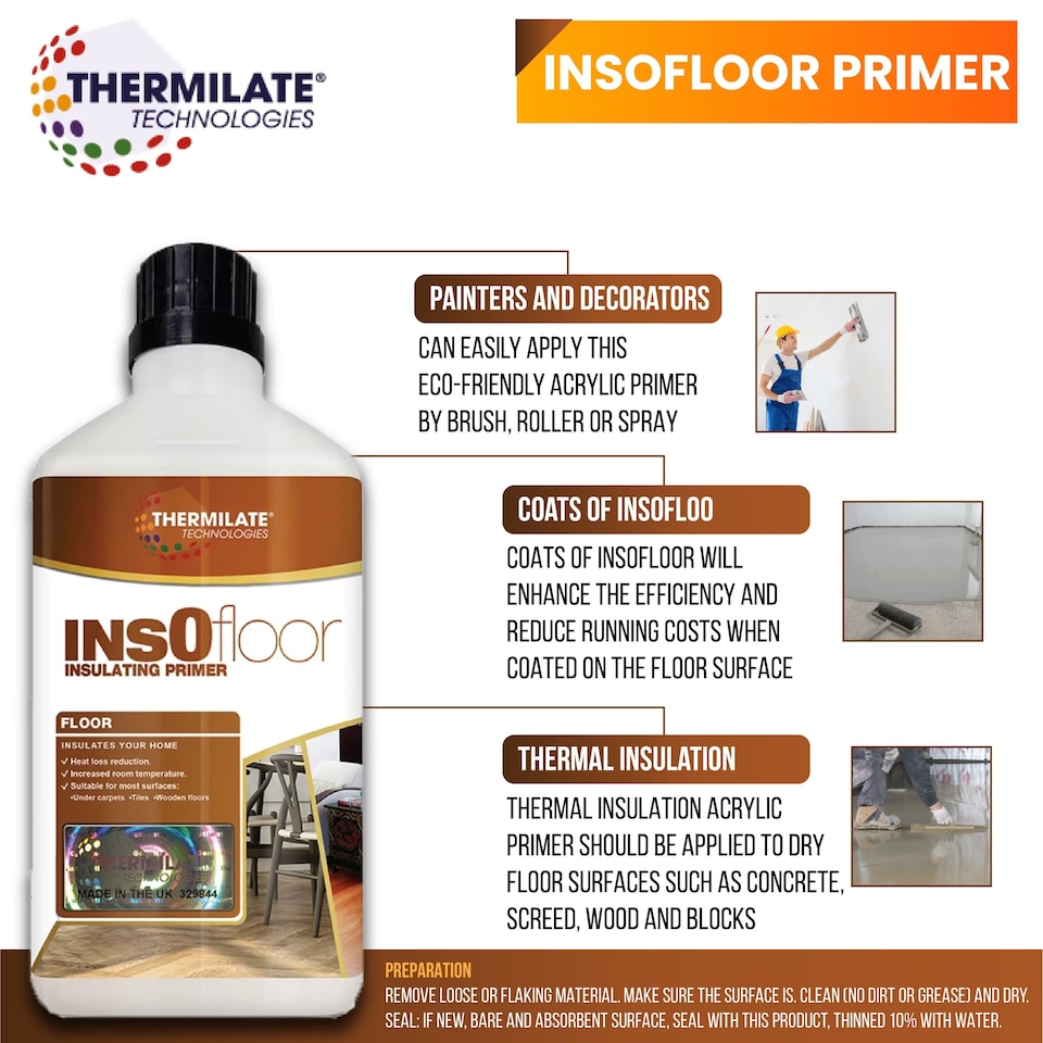 image 1 of InsOfloor Floor Primer - Insulating, Energy Saving & Anti-Condesation Primer for Floors & Tiles - Additive - 5L
