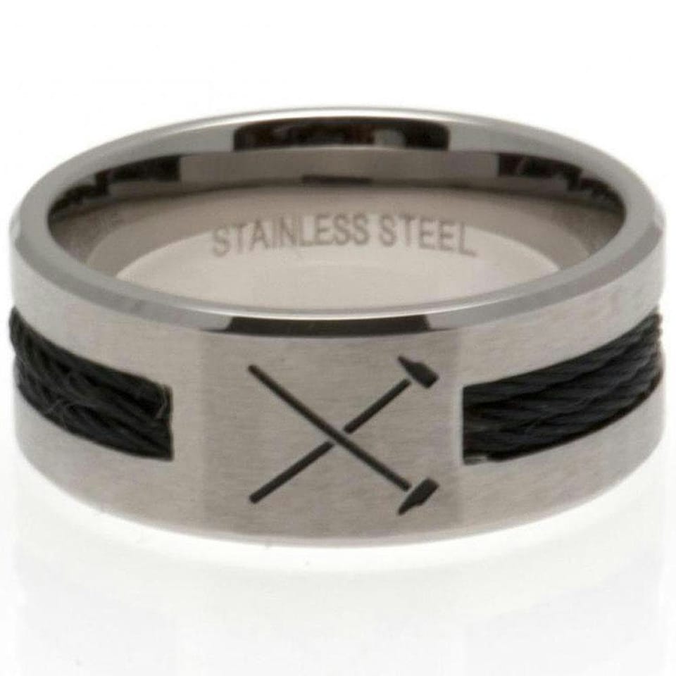West Ham United FC Black Inlay Ring - Silver - Medium
