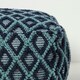 image 4 of Homescapes Tula Handwoven Textured Navy & Teal Pouffe Bean Cube