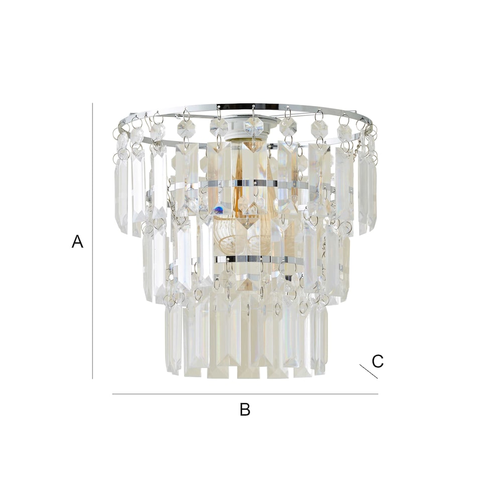 image 1 of ValueLights Kelsks 3 Tier Ceiling Light Shade Acrylic Droplet | Chrome