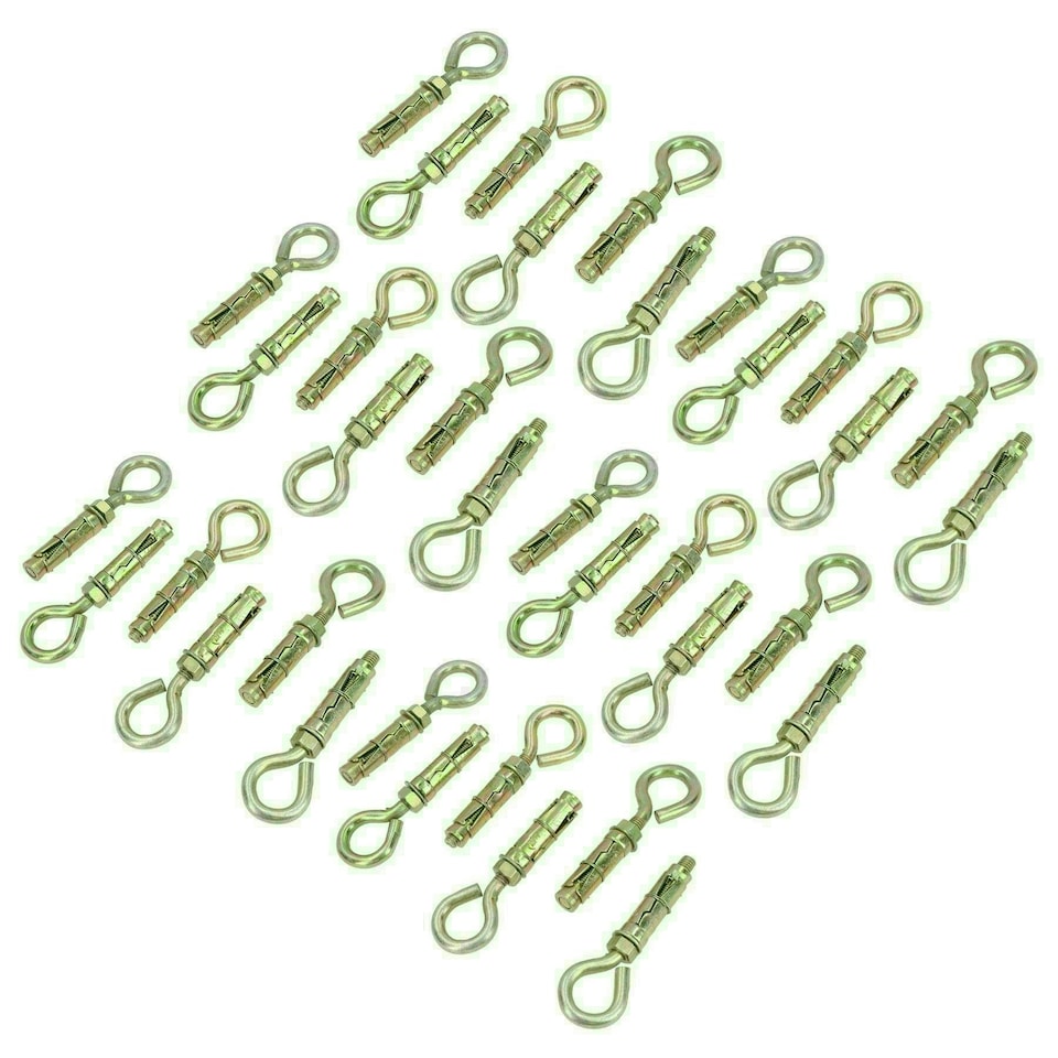 image 1 of 8mm Close Hook Anchor Eye Bolt Rawl Expansion Bolts Shield Wall 36 Pack