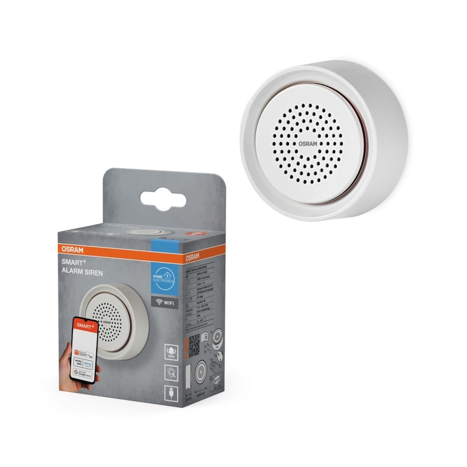 image 1 of Osram Smart+ WiFi Alarm Siren Triple Alarm Function Amazon Alexa/Google Home