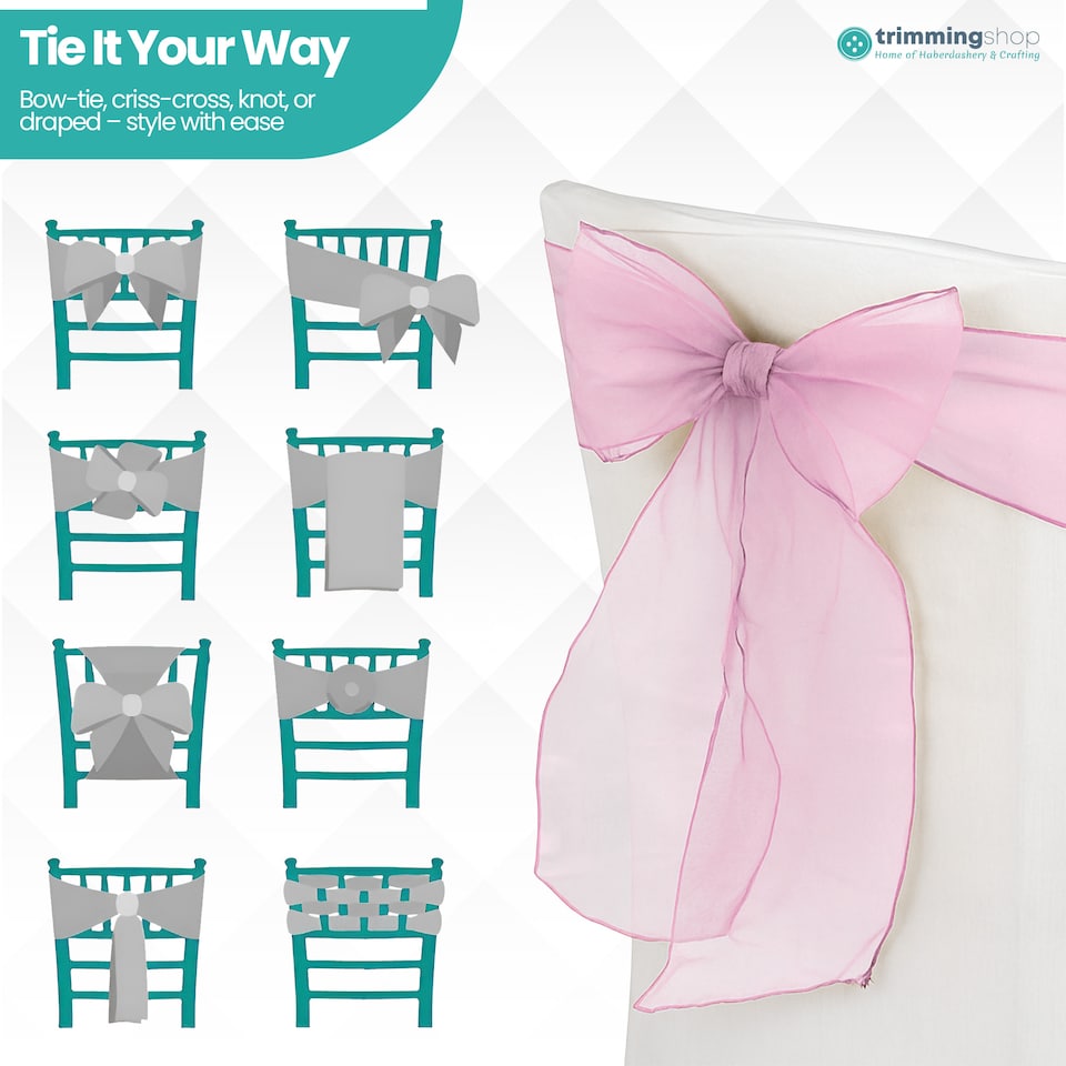 image 1 of 17 x 280cm Organza Chair Sashes, Sheer Sash Ties - 25pcs