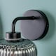 image 2 of ValueLights Amaia Matte Black IP44 Rated Single Smoked Ribbed Glass Wall Light with LED Bulb