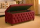 image 2 of 180cm Wide Empire Ottoman Storage Box with Legs, Red Velvet Chesterfield Upholstered Ottoman Footstool Coffee Table