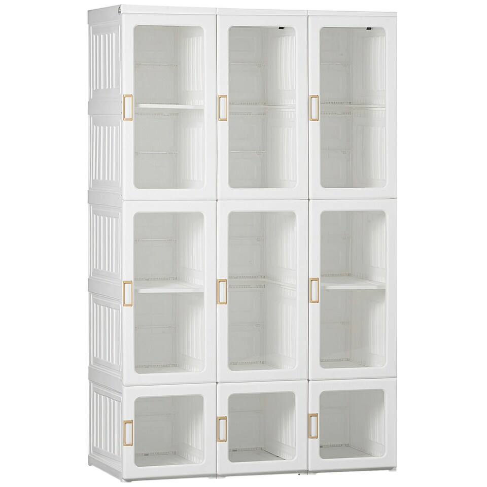 image 1 of HOMCOM Portable Wardrobe, Clothes Organiser with Hanging Rods, White | White