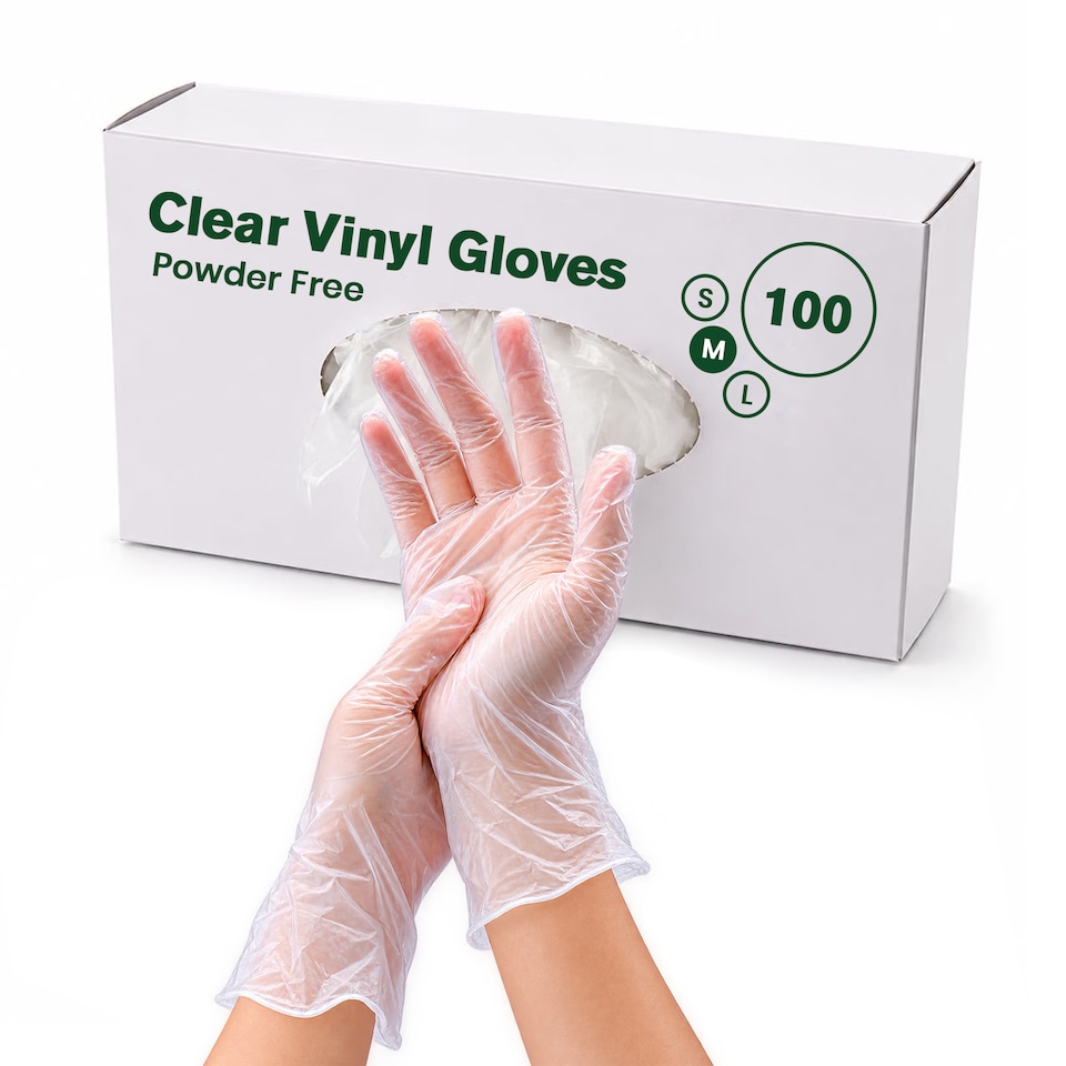 image 1 of ECONX Clear Vinyl Gloves Latex Free And Powder Free Food Safe For Catering Multi-Purpose General Use Medium Size x 500pk