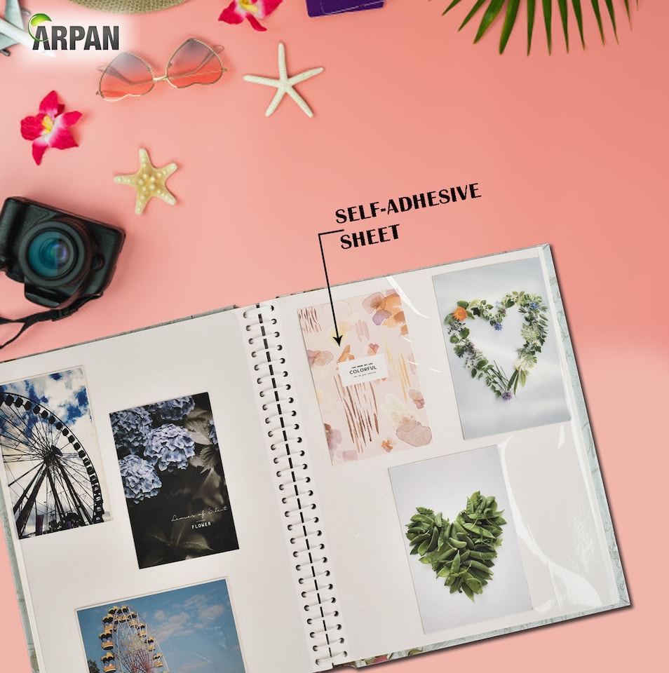 image 1 of ARPAN Large Self Adhesive Photo Album – 20 Sheets / 40 Sides – Holds Various Sized Photos up to A4 Size – Sticky Page Memory Scrapbook Album