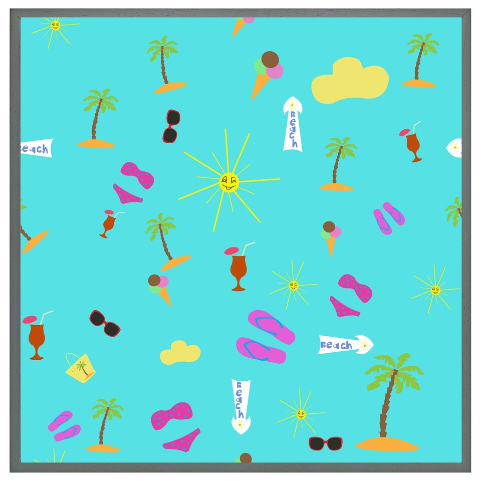 image 1 of Beach cartoons (Picture Frame) Grey | XS