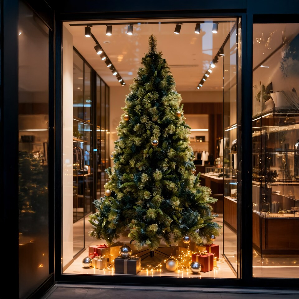 image 1 of 6FT Kentucky Pine Green Pencil Needle Tips Plain Bushy Artificial Christmas Tree | Green | Green