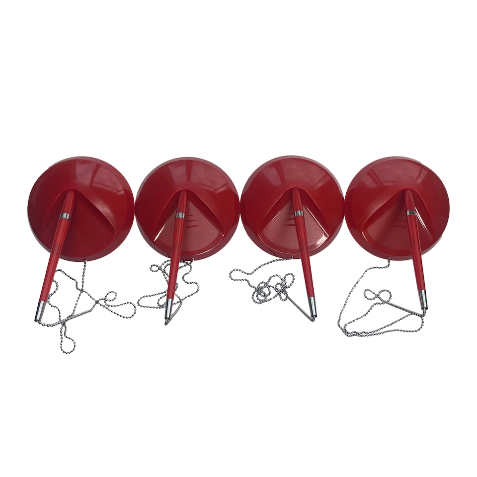 image 1 of Pack of 4 Red Reception Counter Pens on Chain