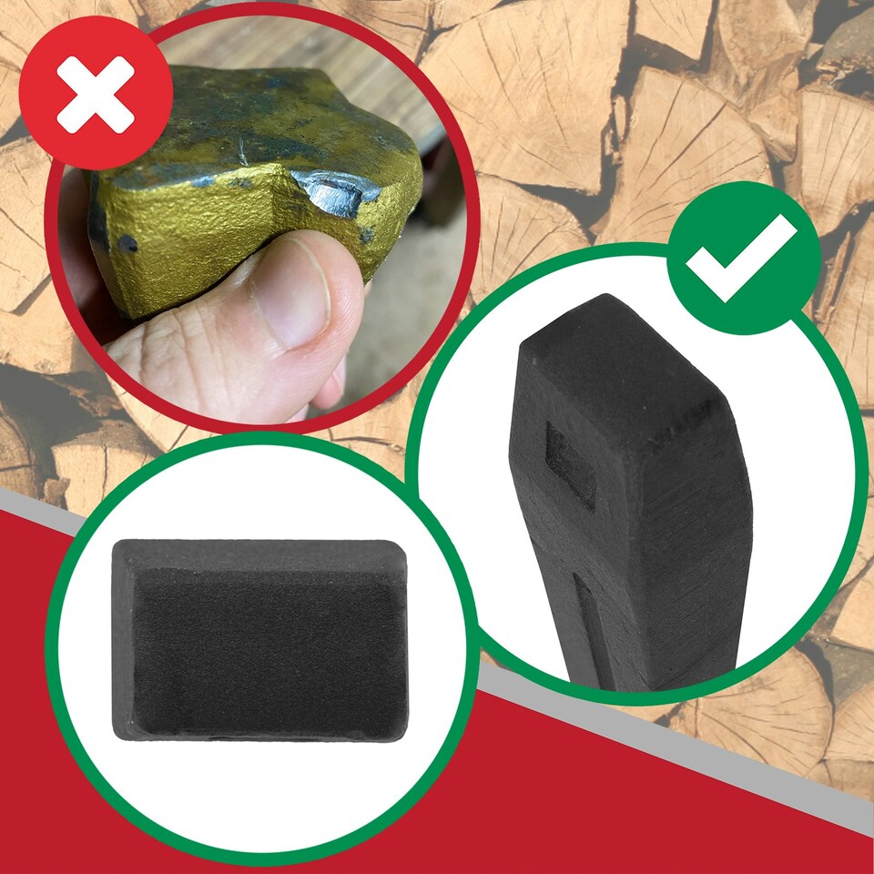 image 1 of SPARES2GO Log Splitter Blade Sharpener Kit 2.5KG 10" Wood Splitting Timber Chisel Wedges + Drill Attachment