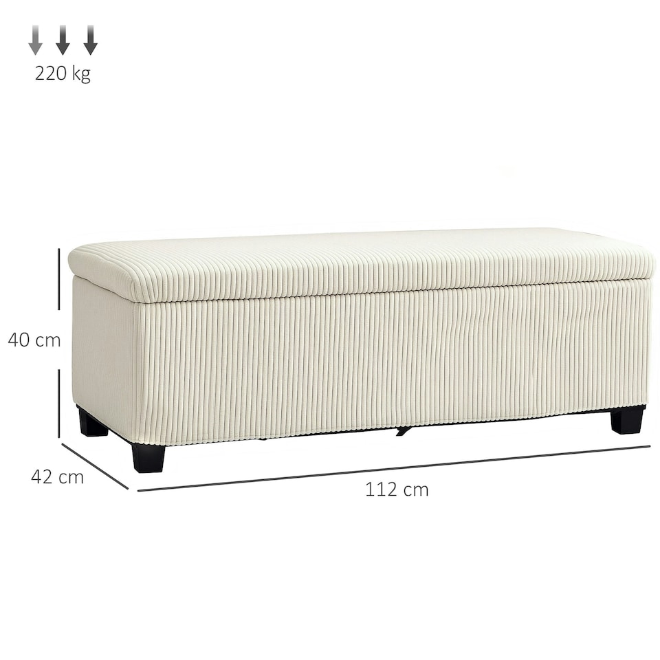 image 1 of HOMCOM Storage Ottoman with Lid, 112cm Bench Chest Box, Beige Yellow