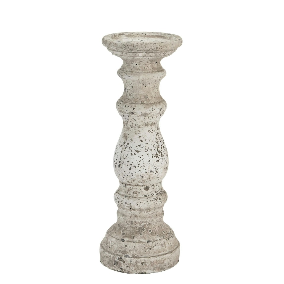 image 1 of Hill Interiors Ceramic Column Candle Holder - Stone - 45cm x 16cm x 16cm