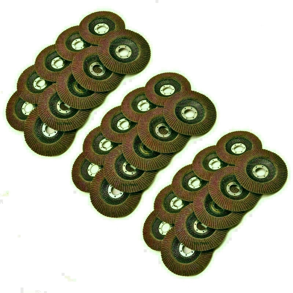 image 1 of 300 x Flap Discs 40, 60 & 80 Grit Angle Grinder 4.5" 115mm Flat Sanding Grinding