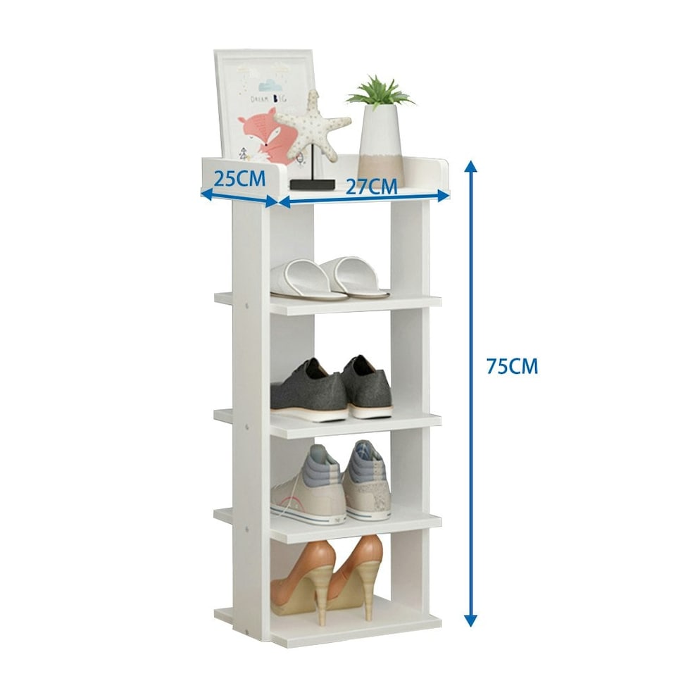 image 1 of Living and Home 5-Tier Shoe Rack Stand Shelf Space Saving - White