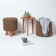 image 6 of Homescapes Chocolate Brown Tall Cotton Knitted Footstool on Legs