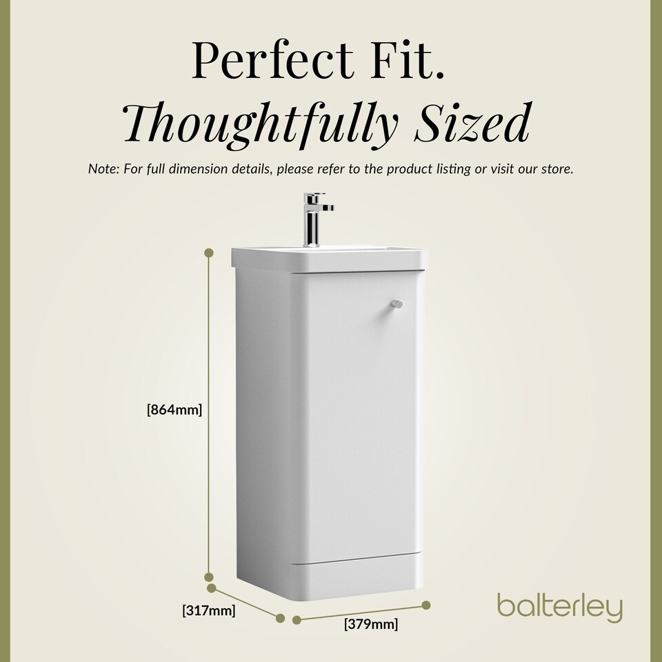 image 1 of Balterley Curve Modern Bathroom Floor Standing 1 Door Vanity Unit Basin | White | Gloss White
