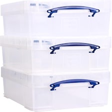 Really Useful Plastic Storage Box 21 Litre XL CLEAR Pack of 3