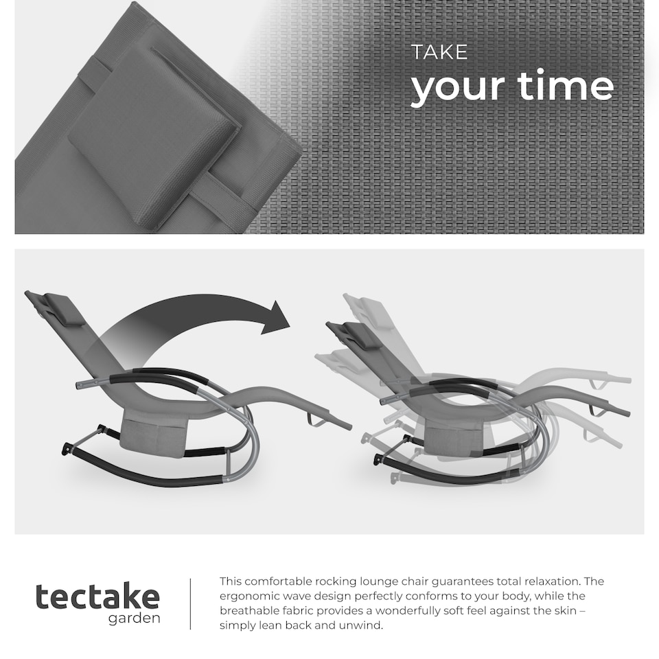 image 1 of Sun Lounger Taya with a Modern Design, Rocking Function and Breathable Surface | Grey | grey | 1