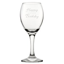 Personalised Happy 60th Birthday Modern Design Engraved Wine Glass
