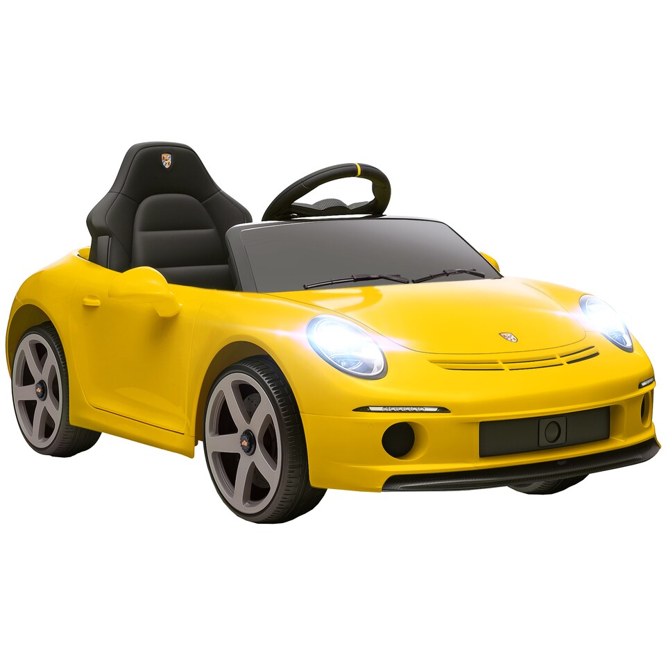 image 1 of AIYAPLAY RUF GT Licensed Electric Car for Kids, 12V Kids Ride on Car with Suspension System, Remote Control, Music, Horn, USB, Slow Start and Safety Belt for 3-5 Years Old Boys and Girls | Yellow