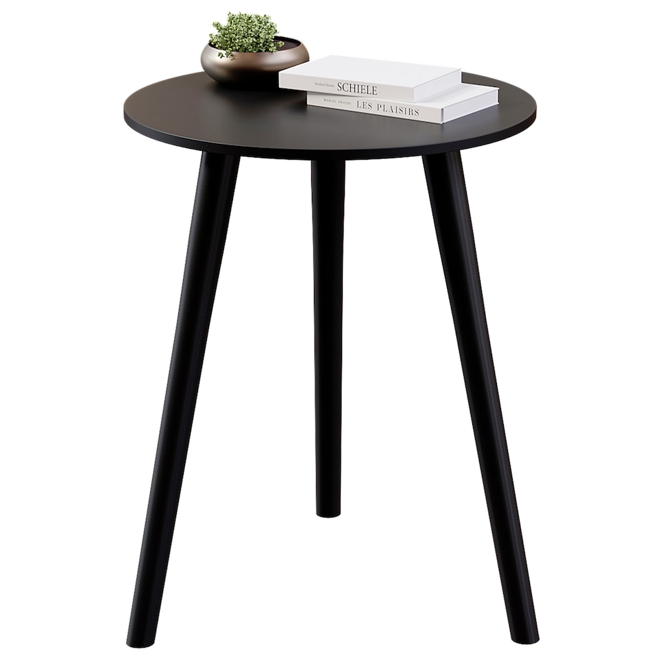 image 1 of Vida Designs Round Side Table Sofa Bedside Coffee Table, Black