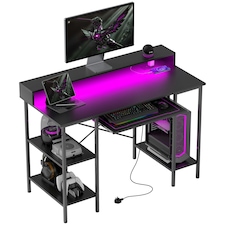 HOMCOM Gaming Desk with Monitor Stand and Sliding Keyboard Tray 