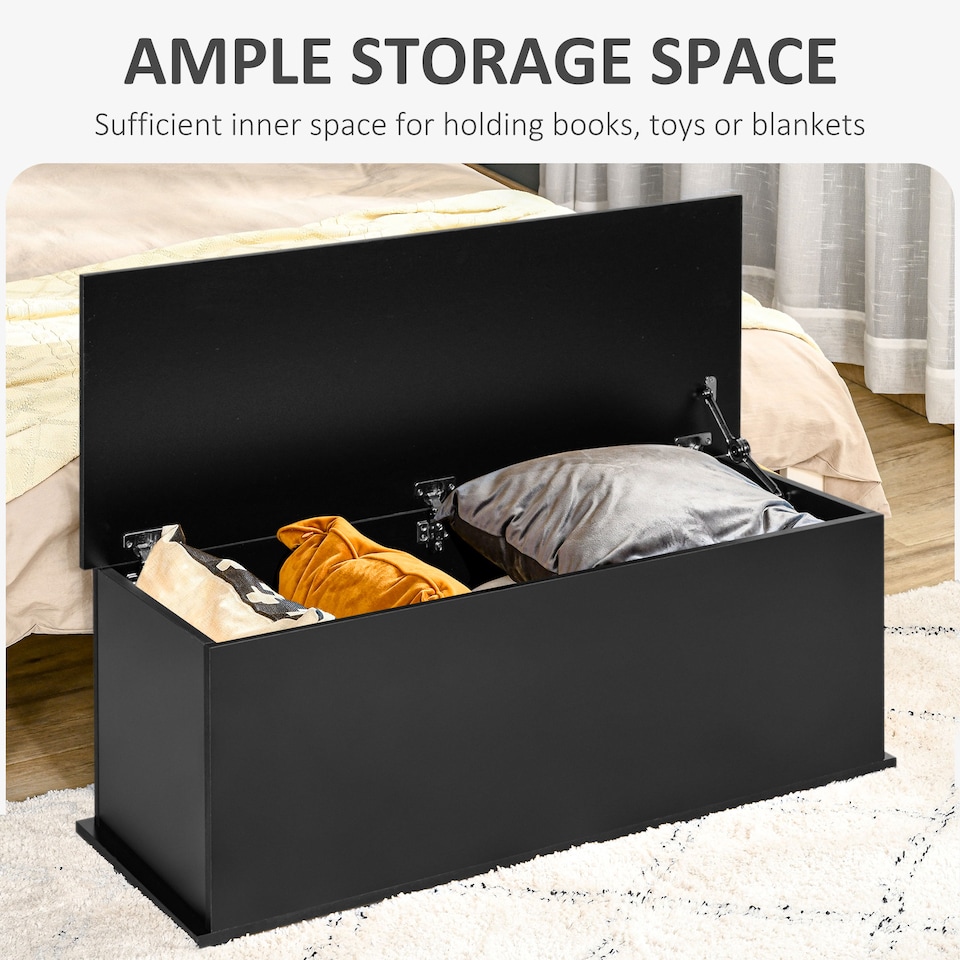 image 1 of HOMCOM Storage Chest With Lid, 114L Storage Box, Black