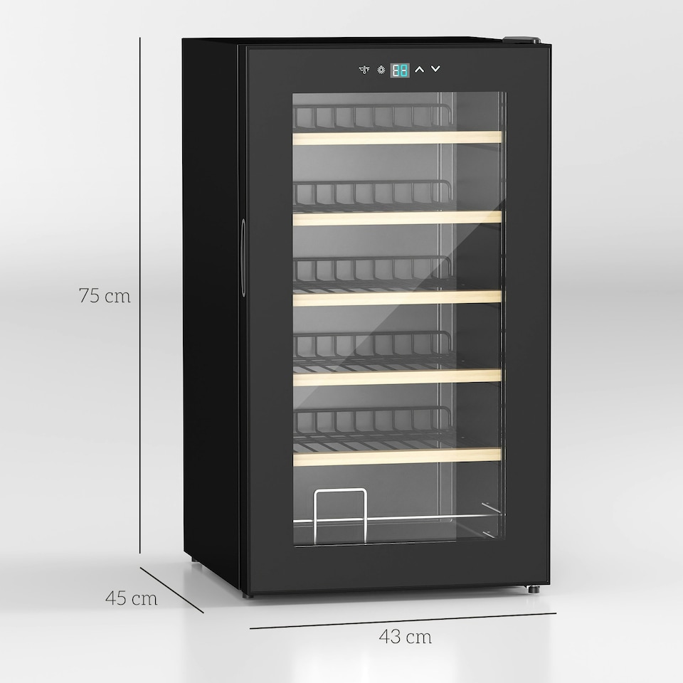image 1 of 24 Bottles Wine Fridge with Glass Door Digital Touch Screen Control LED Light