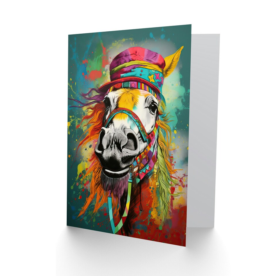 image 1 of Fun Carnival Hippie Horse Birthday Her Wife Card