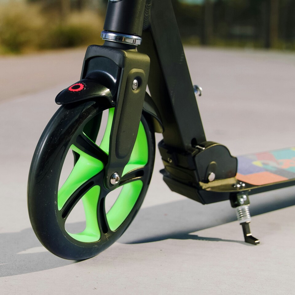 image 1 of Razor A5 Lux Kick Scooter - Large 8 Inch Wheels, Foldable, Adjustable Handlebars, Lightweight, for Riders up to 220 lbs, Light Up, Green