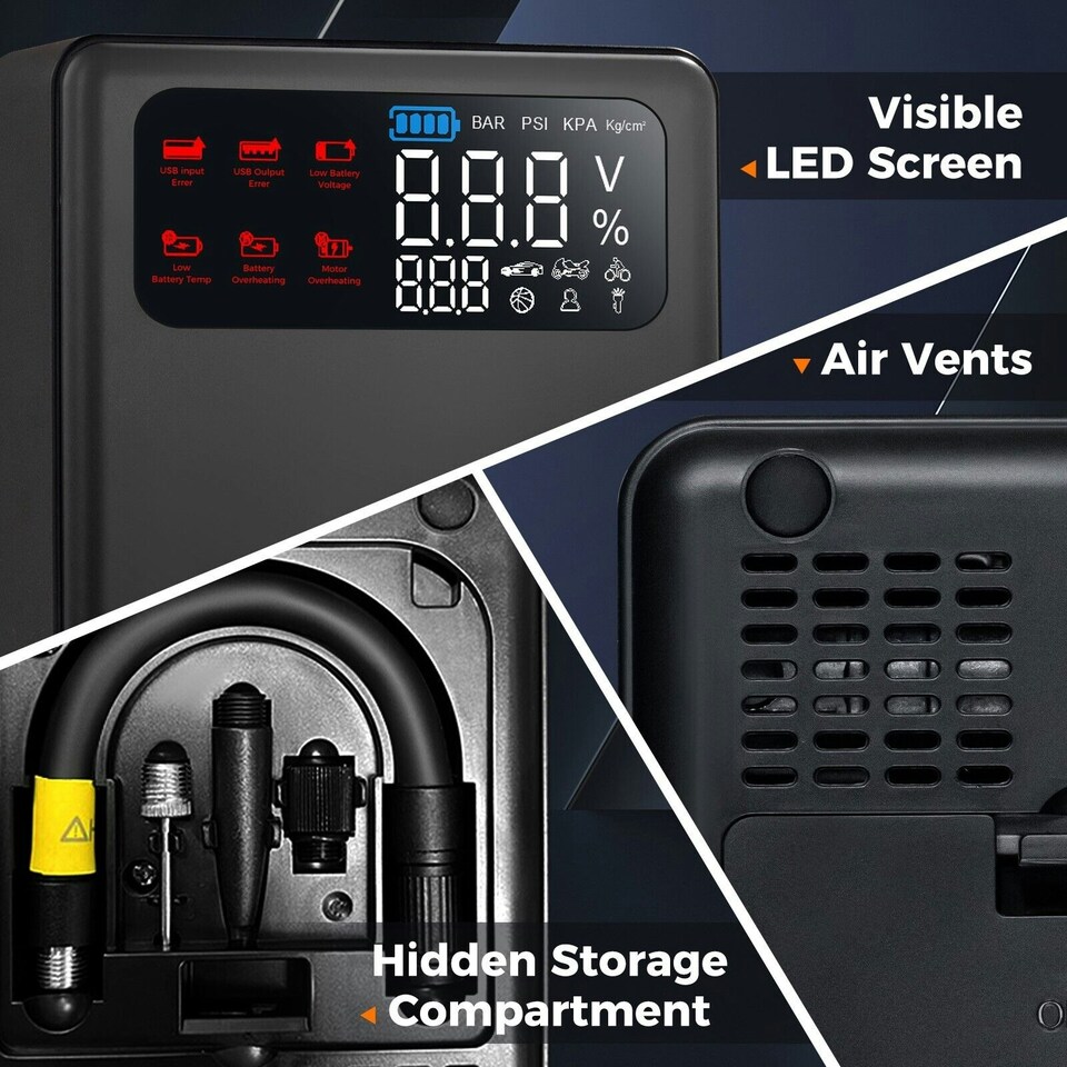 image 1 of COSTWAY Jump Starter w/ Air Compressor 12V Battery Starter
