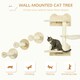 image 3 of PawHut 4pc Cat Shelves Cat Wall Furniture with Steps Scratching Post Beige