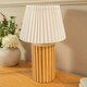 image 2 of ValueLights Brooke Natural Wood Bedside Table Lamp with a White Pleated Lampshade - Bulb Included