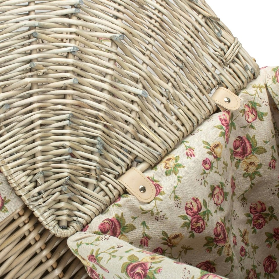 image 1 of Large Antique Wash Corner Linen Basket With Garden Rose Lining | Multi | Garden Rose