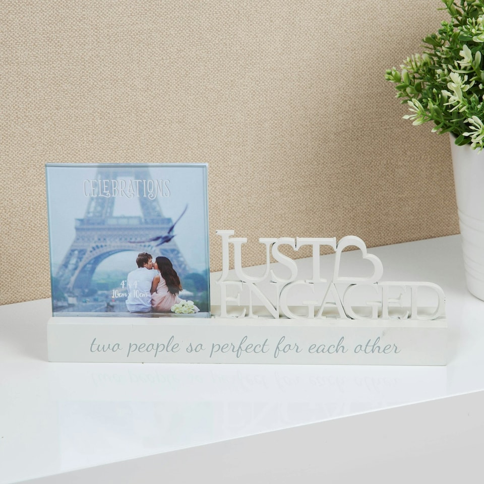 image 1 of Widdop 'Just Engaged' Decorative Photo frame - 4 x 4" Clear | One Size