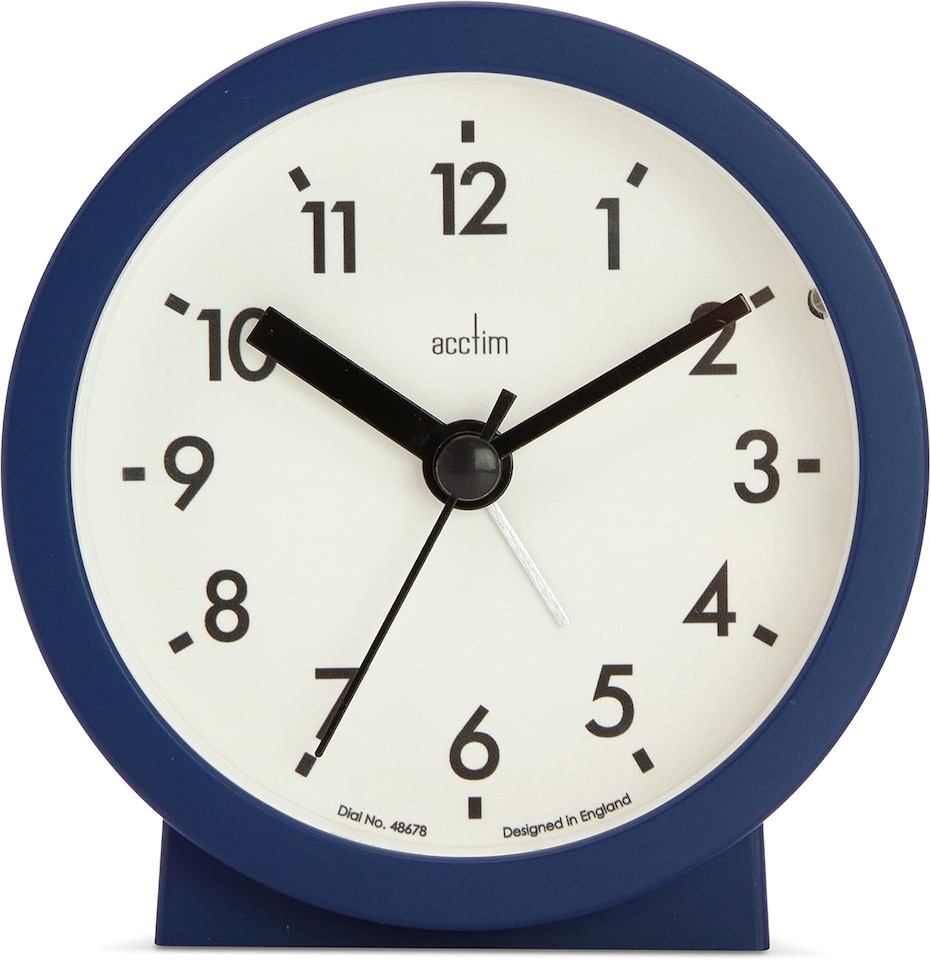 image 1 of Acctim Gaby Small Analogue Contemporary Bedside Alarm Clock | Blue | Midnight