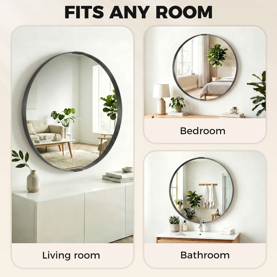 image 1 of HOMCOM Wall Mirror 61 cm, Wall Mounted Bathroom Mirror
