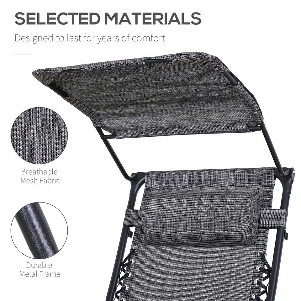image 1 of Outsunny Zero Gravity Chair Adjustable Patio Lounge w/ Cup Holder Light Grey