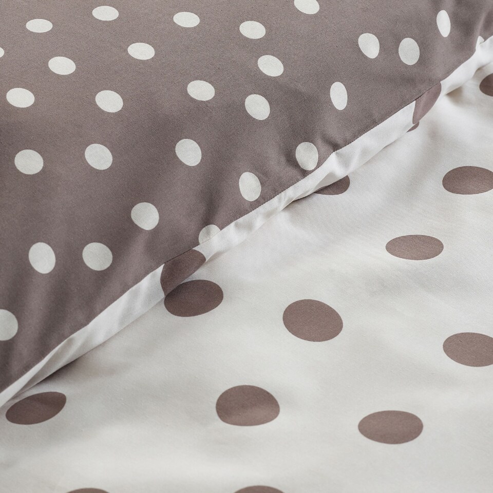 image 1 of Catherine Lansfield Polka Dot Reversible Duvet Cover Set | Brown | Chocolate | Double